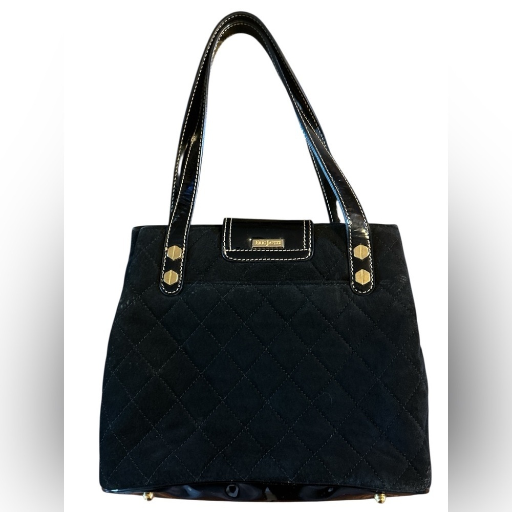 Eric Javits Black Shoulder Bag quilted velour with Structured Elegance - Picture 2 of 4